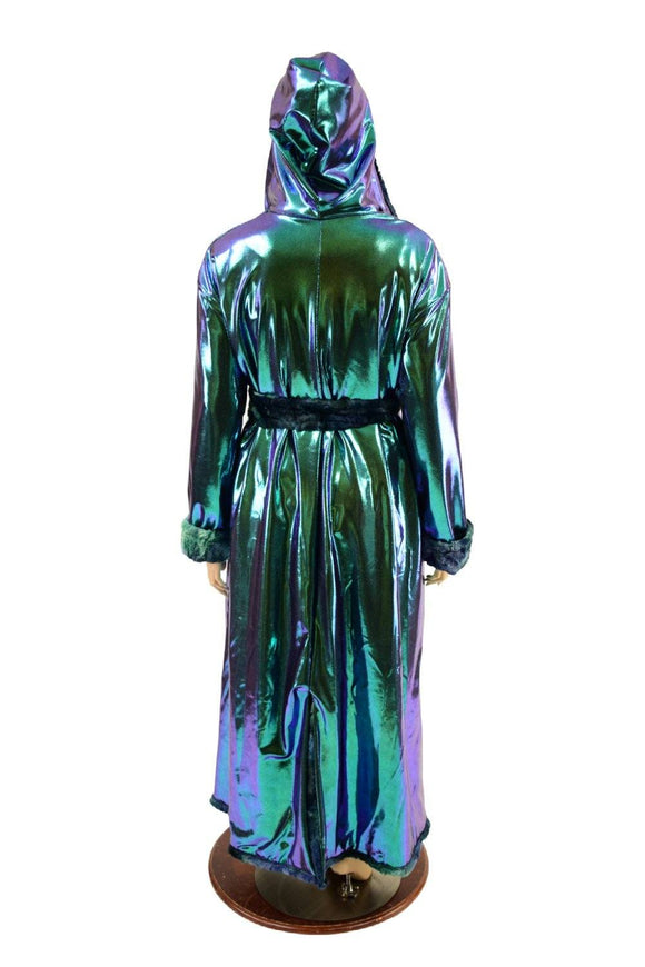 Womens Long Minky Faux Fur Duster with Tie Belt - Coquetry Clothing