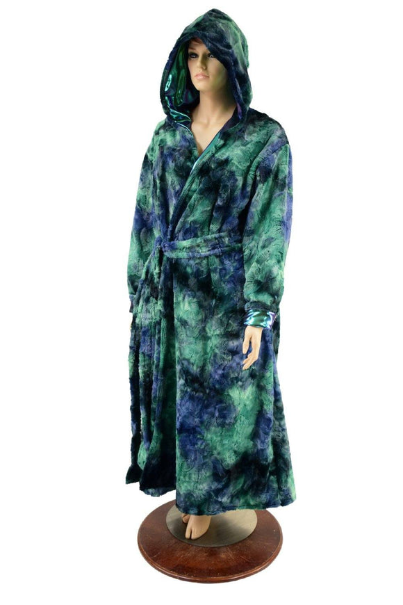 Womens Long Minky Faux Fur Duster with Tie Belt - Coquetry Clothing