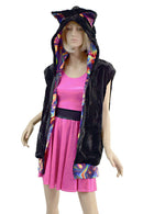 Womens Minky Vest with Banded Hemline & Kitty Ears - Coquetry Clothing