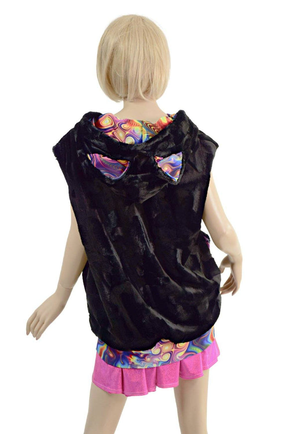 Womens Minky Vest with Banded Hemline & Kitty Ears - Coquetry Clothing