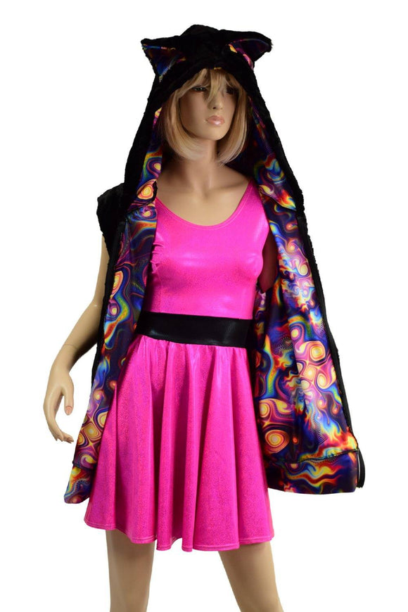 Womens Minky Vest with Banded Hemline & Kitty Ears - Coquetry Clothing