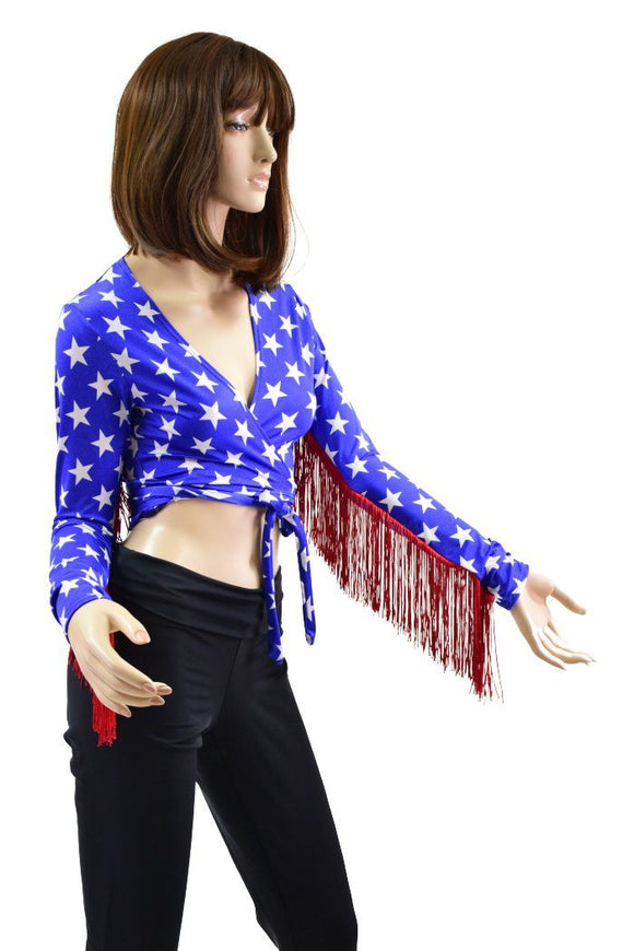 Wrap & Tie Fringed Crop Top - Coquetry Clothing