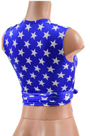 Wrap & Tie Top in Blue & White Star Print - Coquetry Clothing