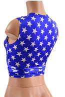 Wrap & Tie Top in Blue & White Star Print - Coquetry Clothing