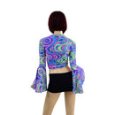 Wrap & Tie Top with Trumpet Sleeves in Glow Worm - Coquetry Clothing