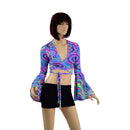 Wrap & Tie Top with Trumpet Sleeves in Glow Worm - Coquetry Clothing