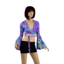 Large Ready to Ship Wrap & Tie Top with Trumpet Sleeves in Glow Worm - 3