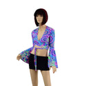 Large Ready to Ship Wrap & Tie Top with Trumpet Sleeves in Glow Worm - 4