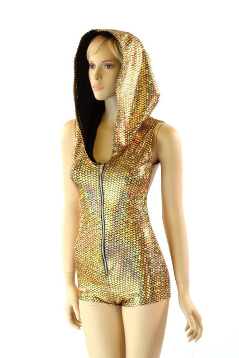 Gold Scale Zippered Romper - Coquetry Clothing