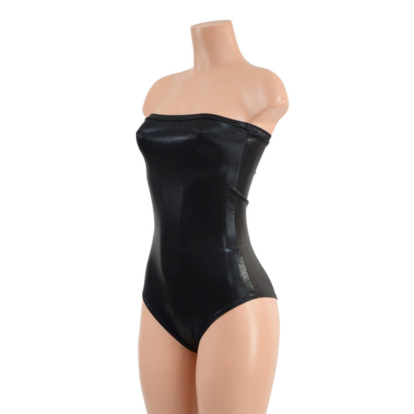 XL Ready to Ship Strapless Siren Cut Romper in Black Mystique - Coquetry Clothing