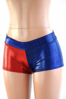 XS Ready to Ship Harlequin Red & Blue Low Rise Shorts - Coquetry Clothing