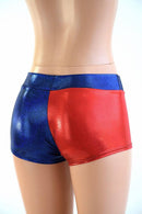 XS Ready to Ship Harlequin Red & Blue Low Rise Shorts - Coquetry Clothing
