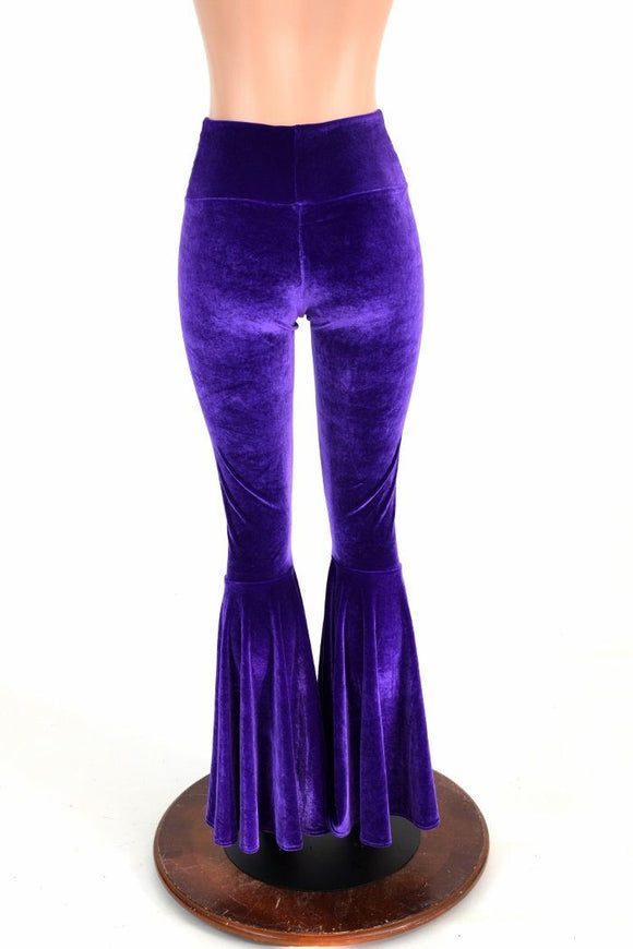 XS Ready to Ship Velvet High Waist Bell Bottom Flares - Coquetry Clothing