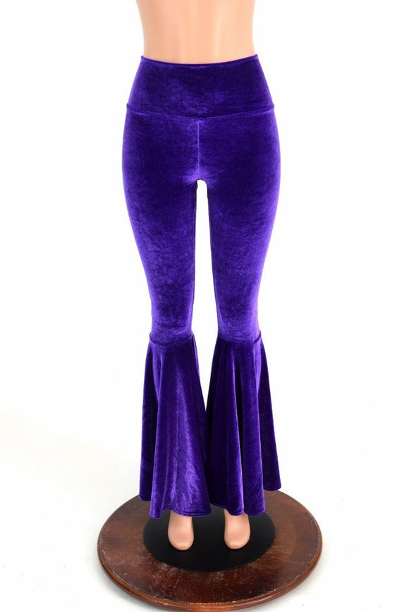 XS Ready to Ship Velvet High Waist Bell Bottom Flares - Coquetry Clothing
