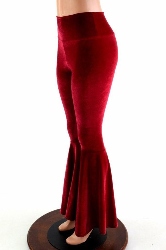 XS Ready to Ship Velvet High Waist Bell Bottom Flares - Coquetry Clothing
