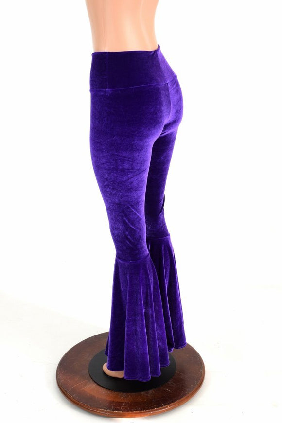 XS Ready to Ship Velvet High Waist Bell Bottom Flares - Coquetry Clothing