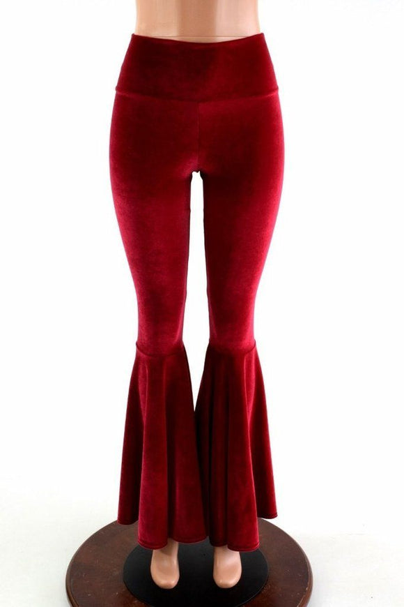 XS Ready to Ship Velvet High Waist Bell Bottom Flares - Coquetry Clothing