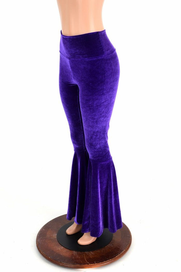 XS Ready to Ship Velvet High Waist Bell Bottom Flares - Coquetry Clothing