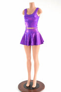 XXS Ready to Ship Grape Holographic Rave Skirt Set - 3