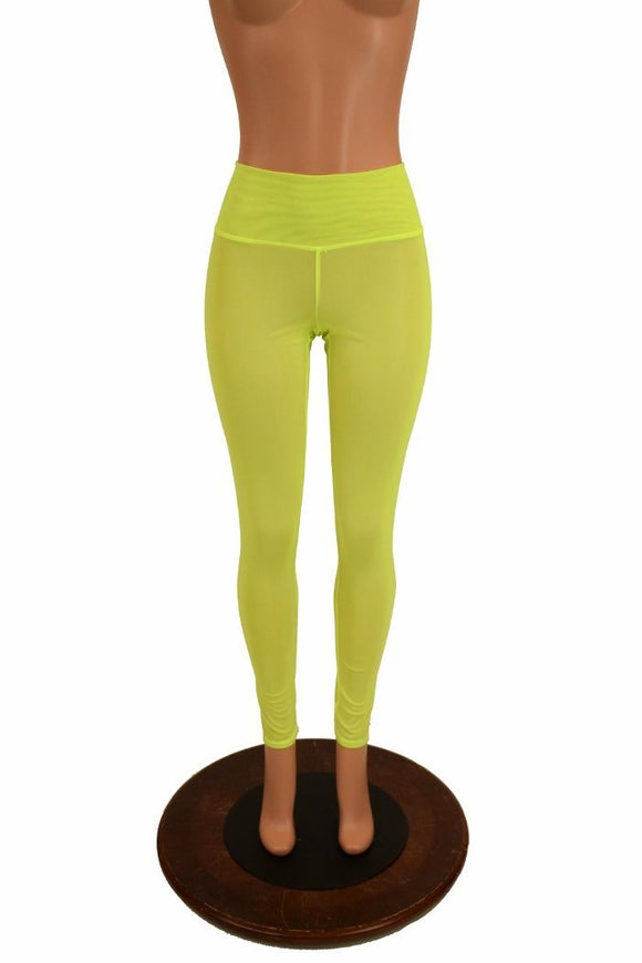 Yellow Mesh High Waist Leggings - Coquetry Clothing