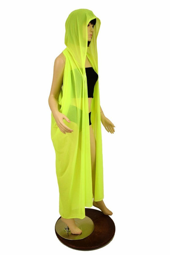 Yellow Mesh Hooded Racerback Duster - Coquetry Clothing
