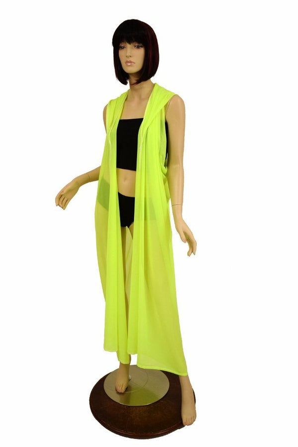 Yellow Mesh Hooded Racerback Duster - 5