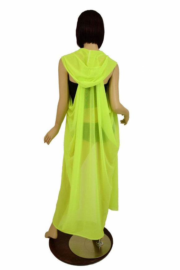 Yellow Mesh Hooded Racerback Duster - Coquetry Clothing
