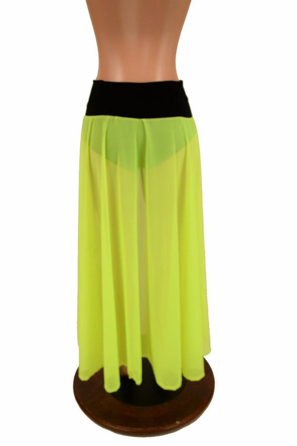 Yellow Mesh Lace Up Front Skirt - 2