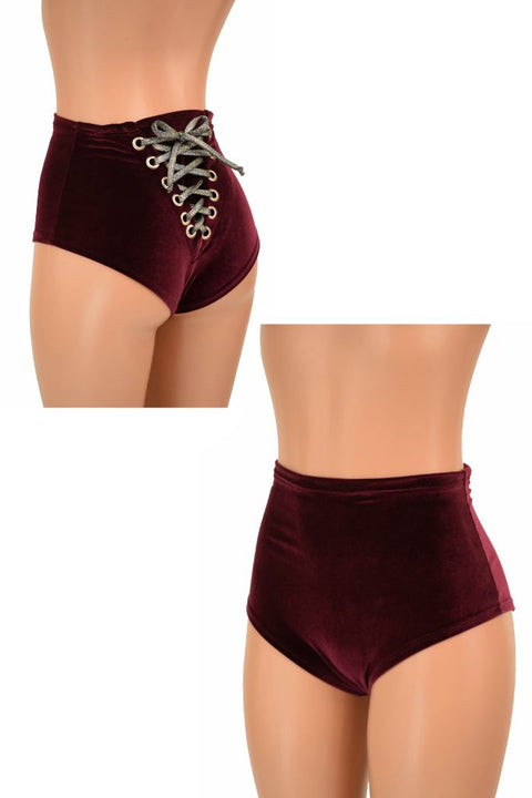 Burgundy Back Lace Up Siren Shorts - Coquetry Clothing