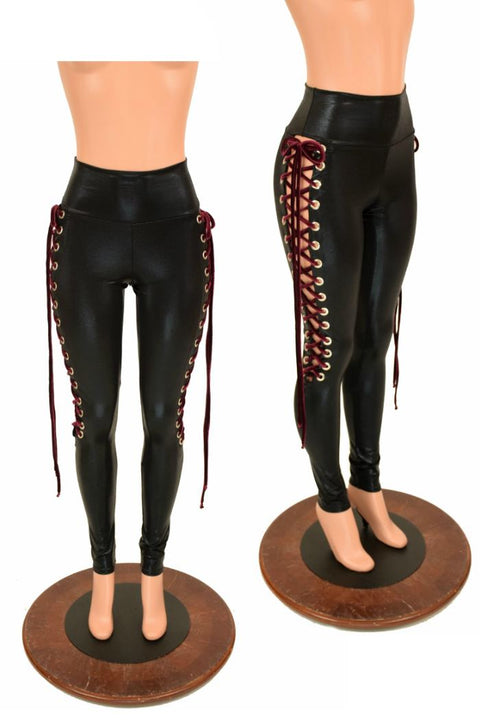 Black Mystique Lace Up Leggings - Coquetry Clothing