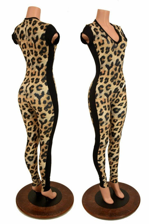 Leopard Catsuit with Side Panels - Coquetry Clothing