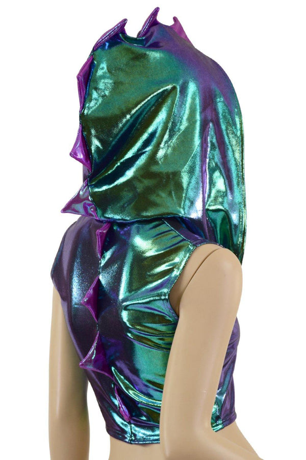 Zipper Front Dragon Crop Hoodie - 3
