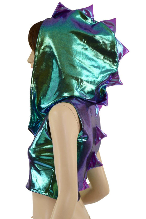 Zipper Front Dragon Crop Hoodie - 4
