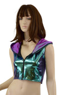 Zipper Front Dragon Crop Hoodie - 6