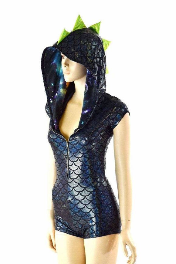 Zipper Front Dragon Hoodie Romper - Coquetry Clothing