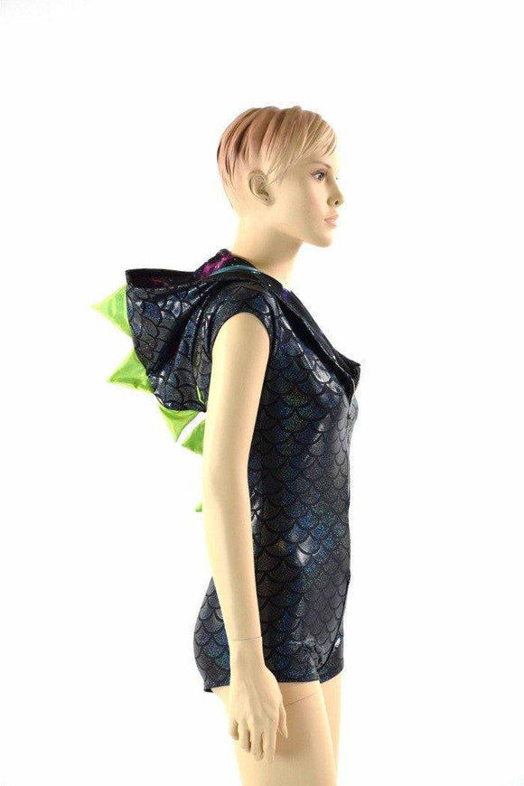 Zipper Front Dragon Hoodie Romper - Coquetry Clothing