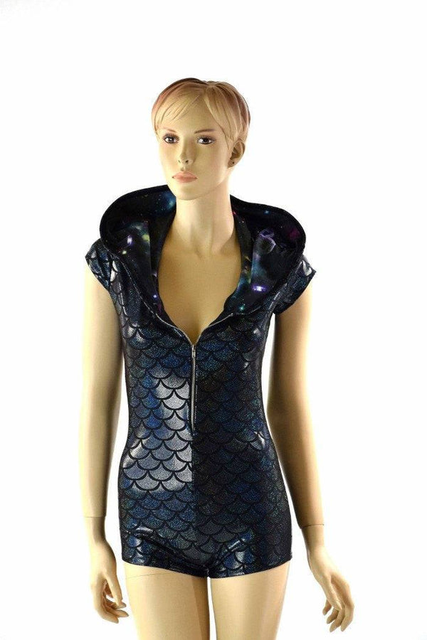 Zipper Front Dragon Hoodie Romper - 2