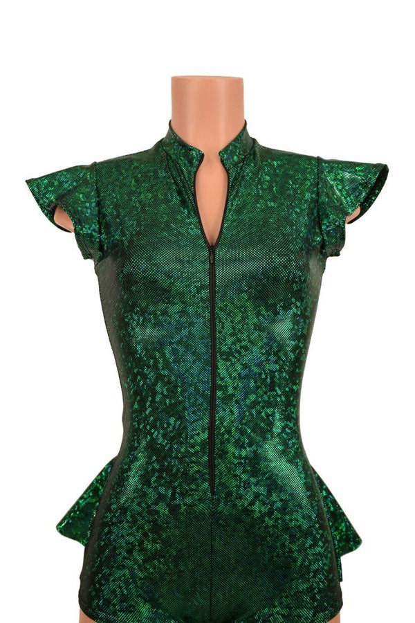 Zipper Front Ruffle Rump Romper - 3