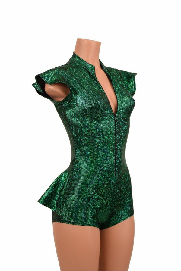 Zipper Front Ruffle Rump Romper - 1