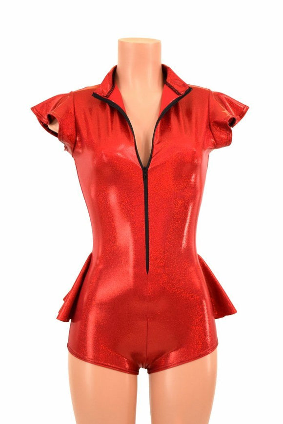Zipper Front Ruffle Rump Romper - Coquetry Clothing