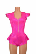 Zipper Front Ruffle Rump Romper - 2