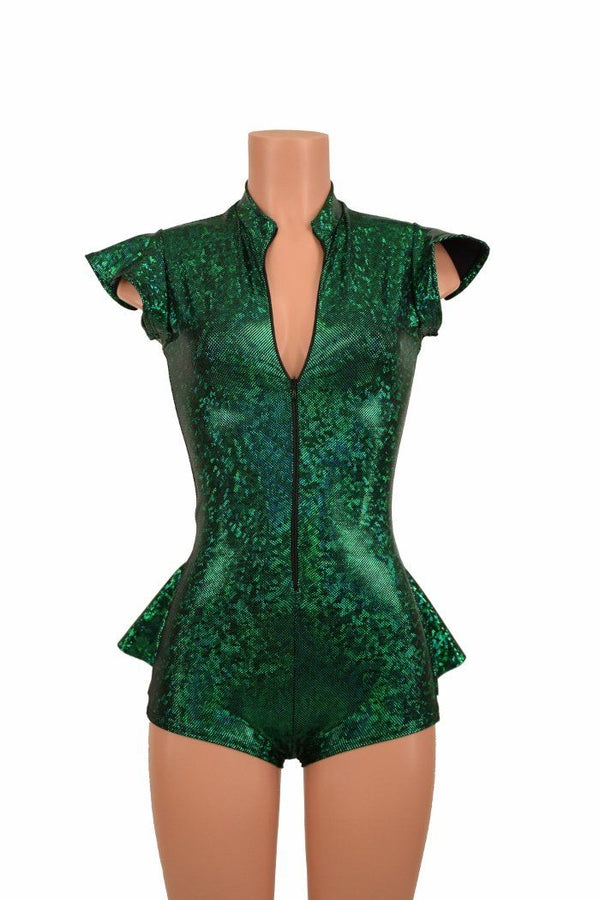 Zipper Front Ruffle Rump Romper - 8