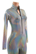 Zipper Front Stella Catsuit in Prism Holographic - 1