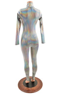 Zipper Front Stella Catsuit in Prism Holographic - Coquetry Clothing