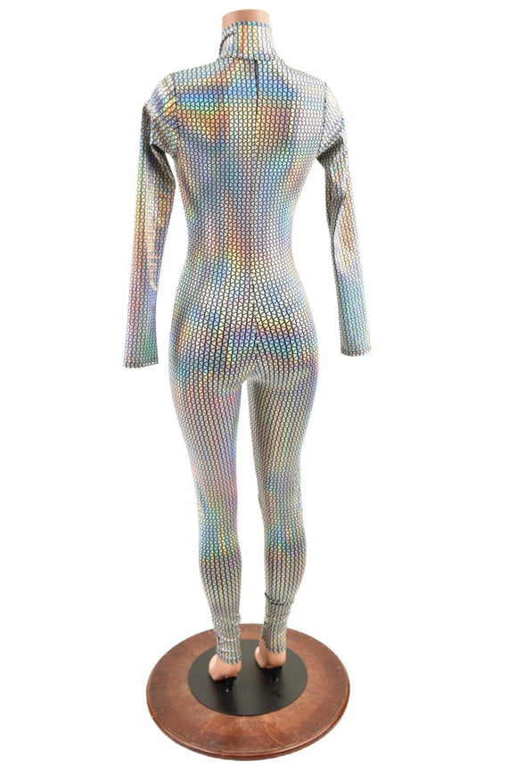 Zipper Front Stella Catsuit in Prism Holographic - Coquetry Clothing