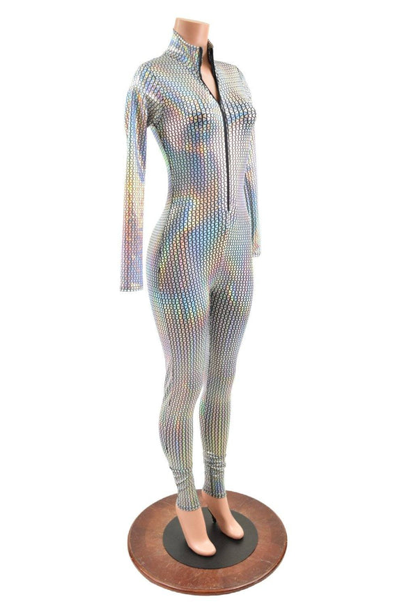 Zipper Front Stella Catsuit in Prism Holographic - Coquetry Clothing