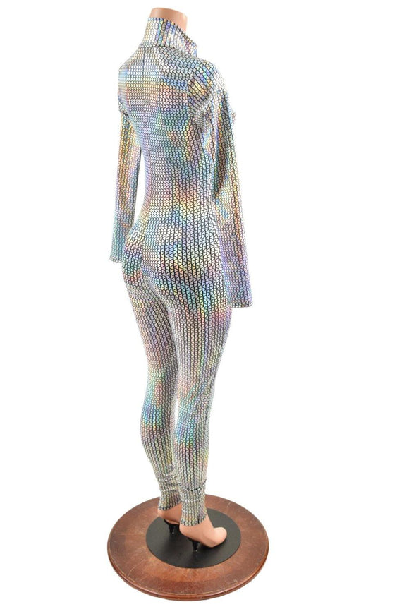 Zipper Front Stella Catsuit in Prism Holographic - Coquetry Clothing