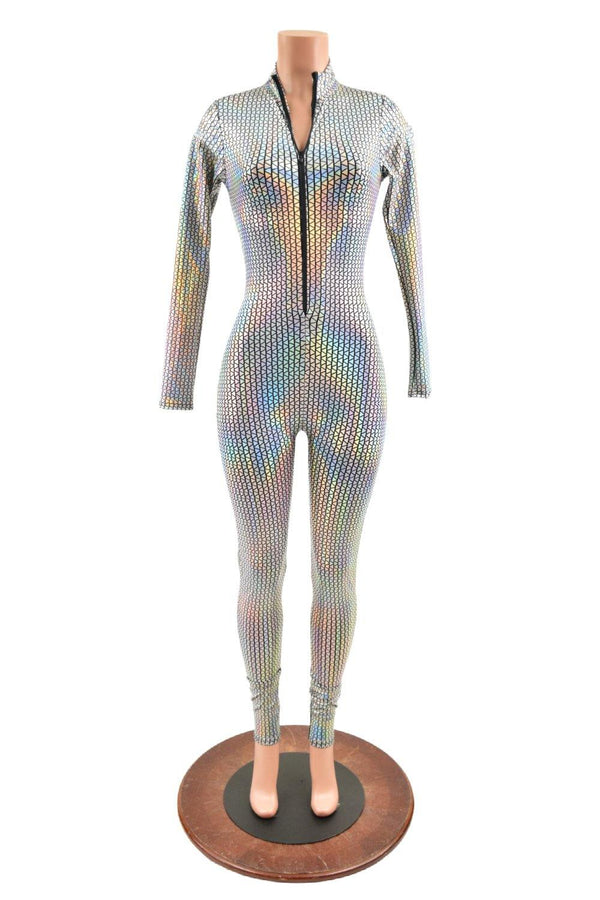 Zipper Front Stella Catsuit in Prism Holographic - 6